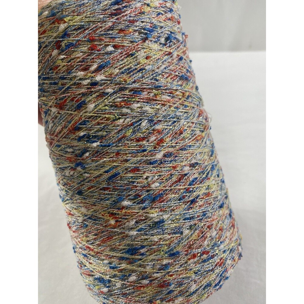 Fancy Cone Yarn Gold Rainbow Slub Glitter Thread Clothes Needlework NW 440g #935
